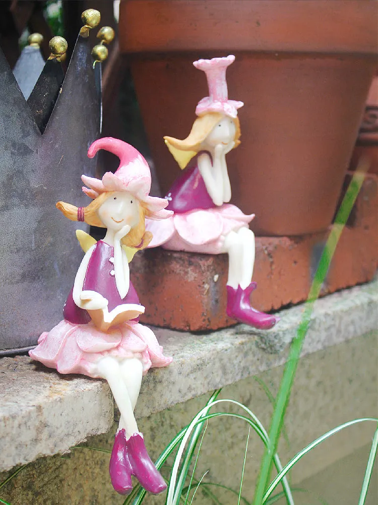 Lovely Flower Fairy Statue for Garden, Beautiful Cute Garden Courtyard Ornaments, Creative Villa Outdoor Decor Gardening Ideas, Unique Modern Garden Sculptures