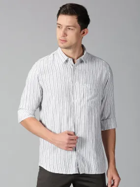 MEN'S GREY STRIPE SLIM FIT SHIRT