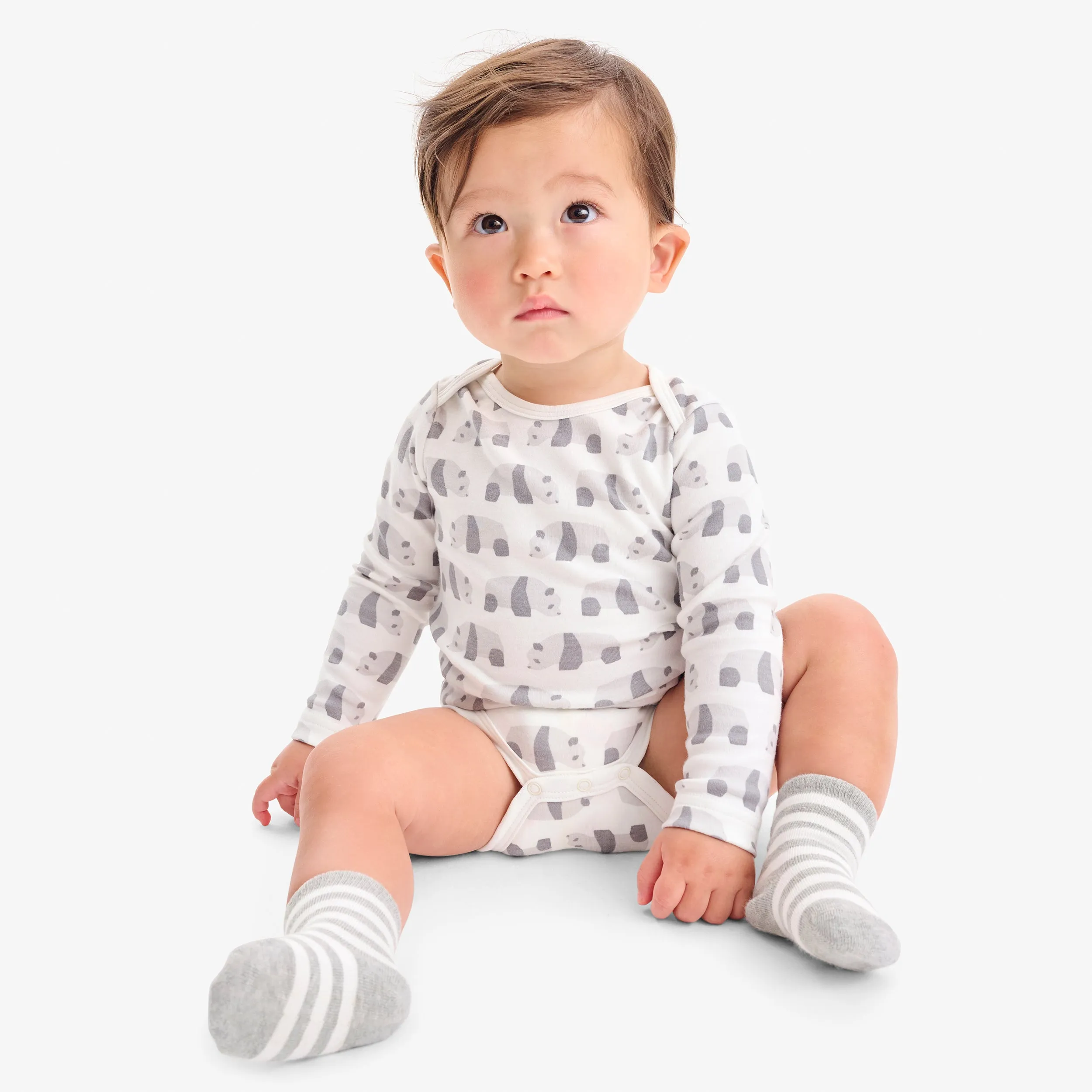 Organic long sleeve babysuit in animal friends