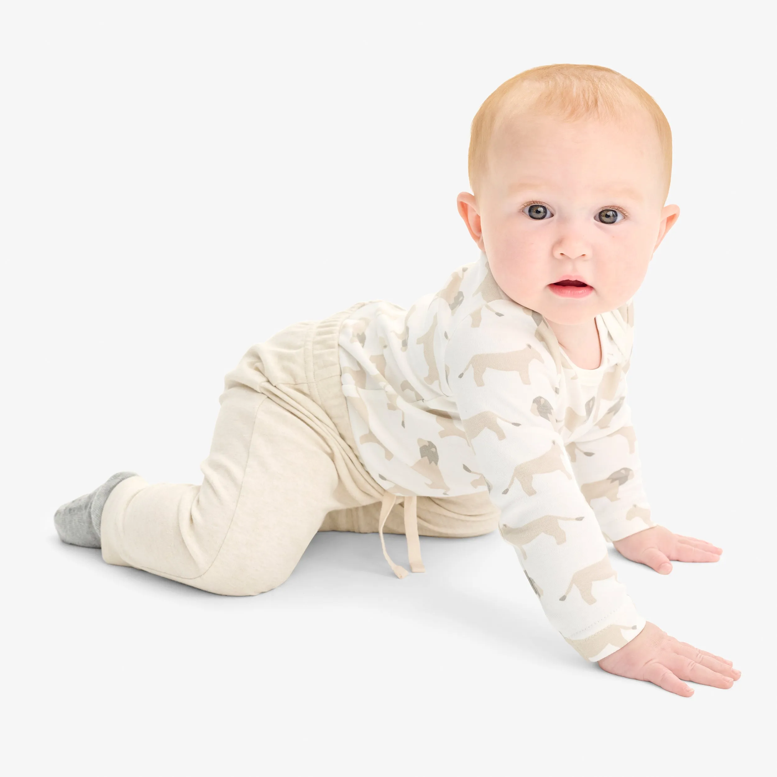 Organic long sleeve babysuit in animal friends