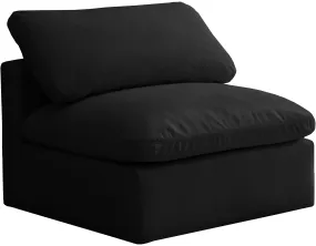 Plush Black Velvet Standard Cloud Modular Armless Chair