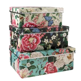 "Flowers" Foldable Storage Boxes - 3 Pieces