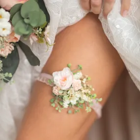 Romantic flower wedding garter