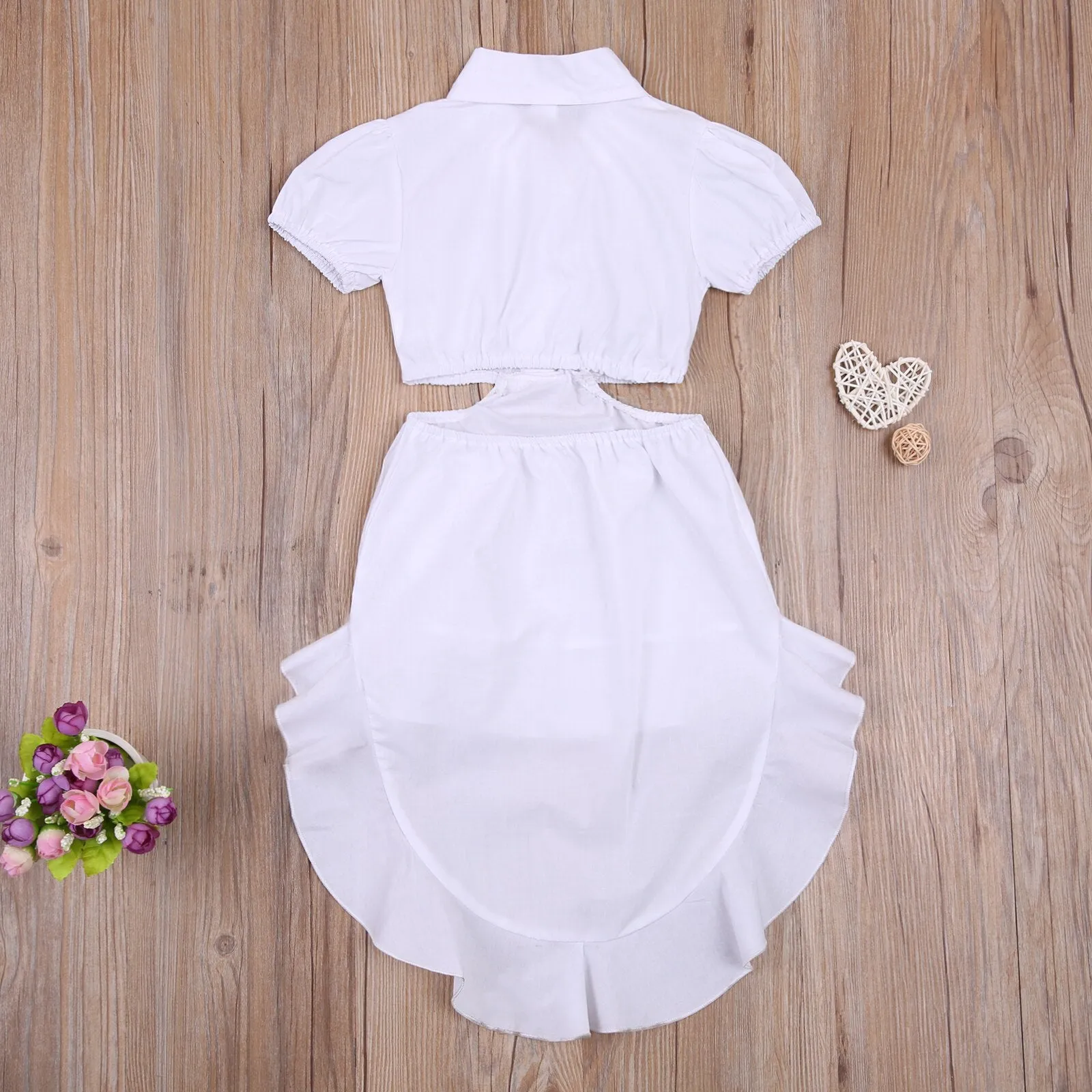 Short Sleeve Lapel Ruffle Dress