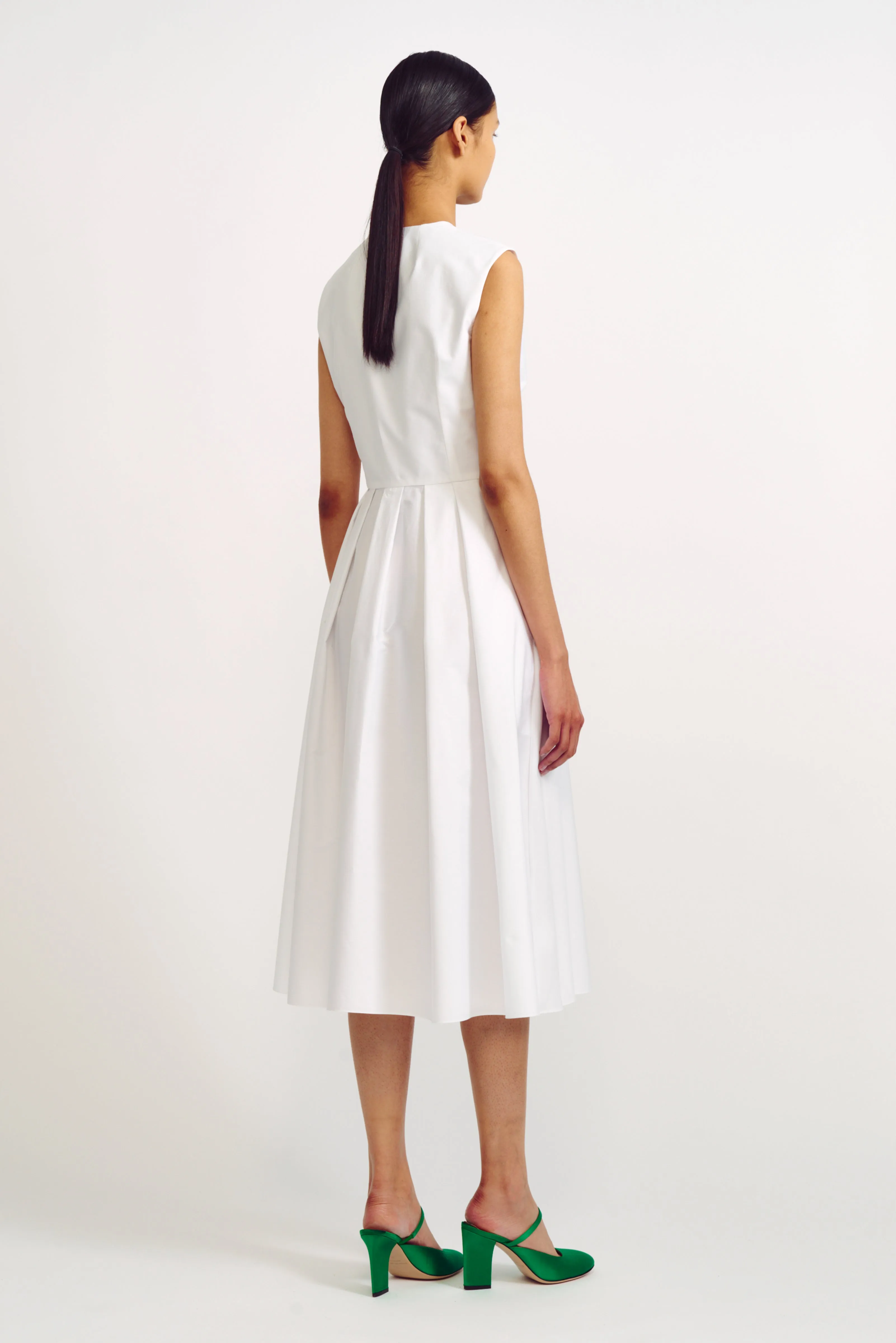 Suzu White Cotton Zip Front Dress