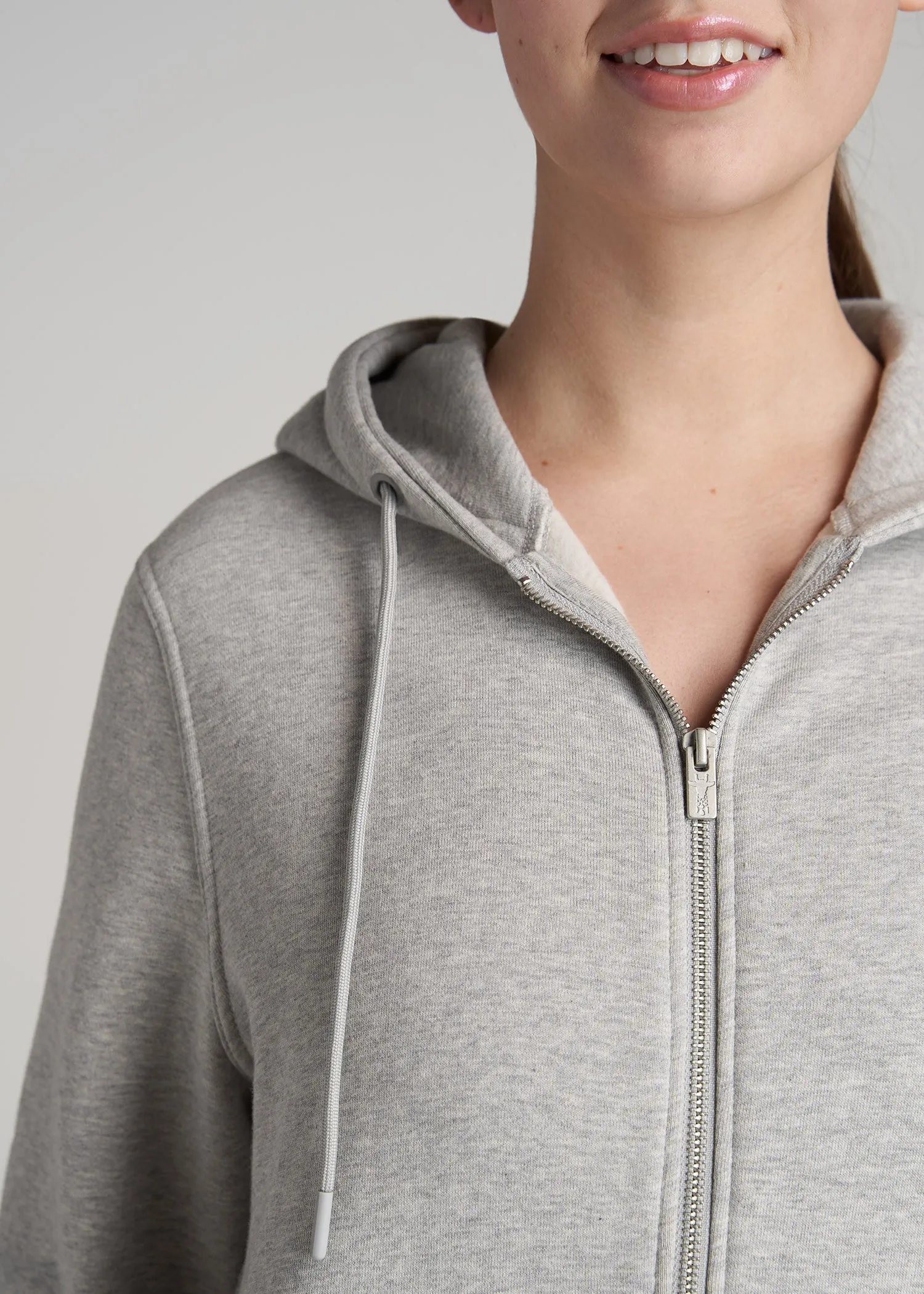 Wearever Fleece Full-Zip Women's Tall Hoodie in Grey Mix